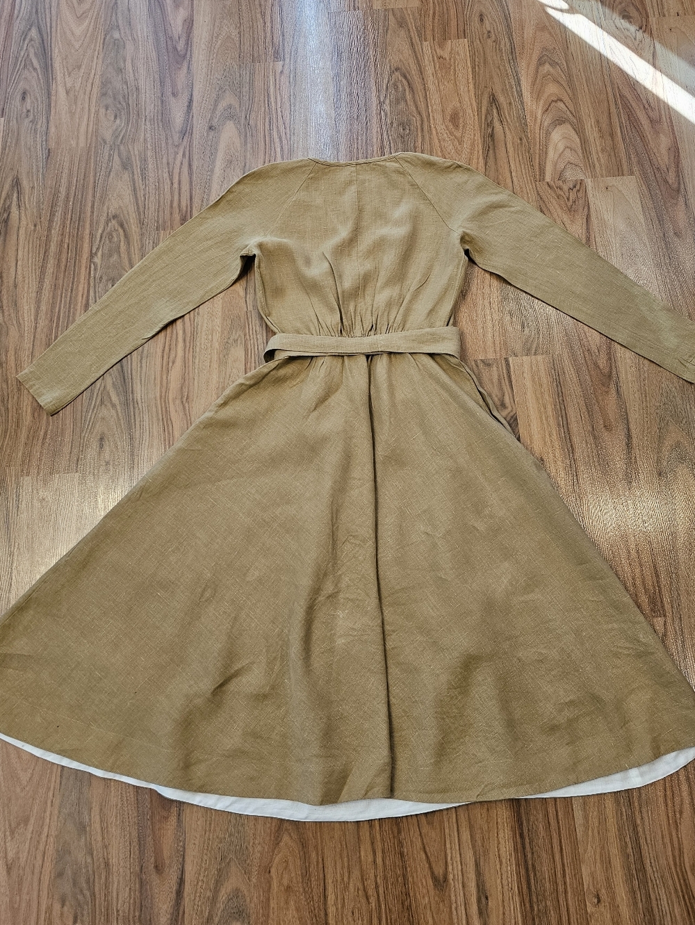Handsewn Heavyweight Midi Linen Wrap Style Dress Made By VisibleArt On Etsy S: M - Picture 11 of 16